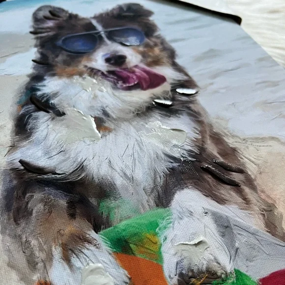 NWT Dog at Beach with Beachball Canvas Wall Art by Studio Arts - Picture 5 of 10